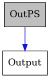 digraph {
    graph [bgcolor="#00000000"]
    node [shape=rectangle style=filled fillcolor="#FFFFFF" font=Helvetica padding=2]
    edge [color="#1414CE"]
    "1" [label="OutPS" tooltip="OutPS" fillcolor="#BFBFBF"]
    "2" [label="Output" tooltip="Output"]
    "1" -> "2" [dir=forward tooltip="public-inheritance"]
}