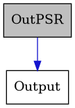 digraph {
    graph [bgcolor="#00000000"]
    node [shape=rectangle style=filled fillcolor="#FFFFFF" font=Helvetica padding=2]
    edge [color="#1414CE"]
    "1" [label="OutPSR" tooltip="OutPSR" fillcolor="#BFBFBF"]
    "2" [label="Output" tooltip="Output"]
    "1" -> "2" [dir=forward tooltip="public-inheritance"]
}